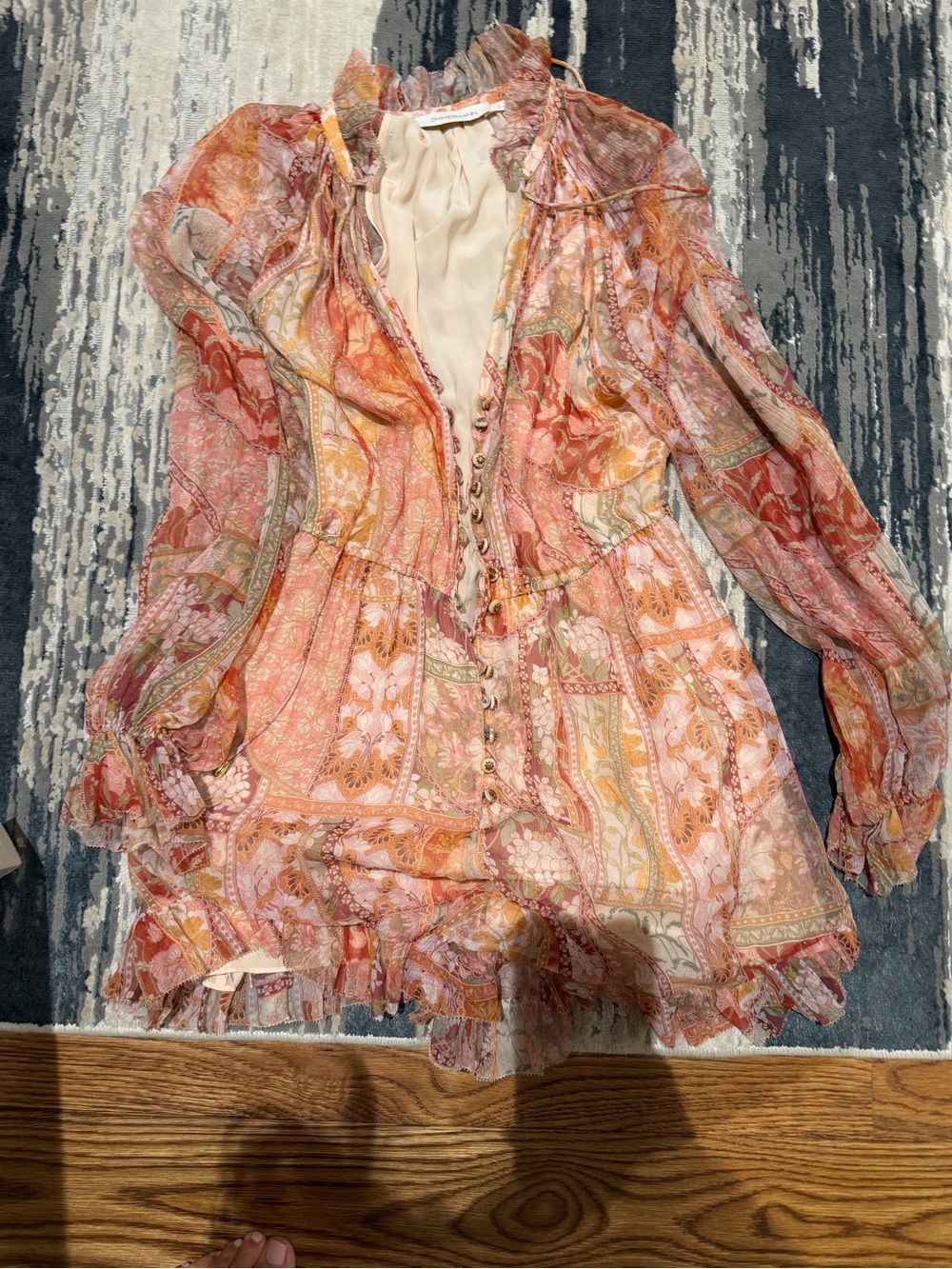 Zimmermann Peach and Cream Paisley Mini jumpsuit